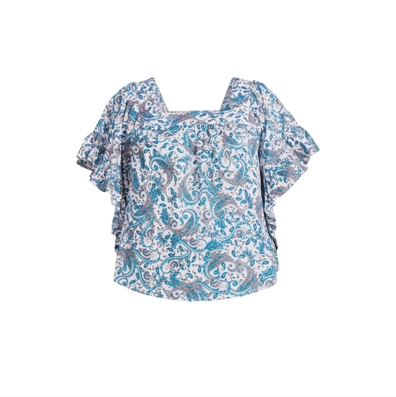 Terra & Sky Peasant Square Neck Top 4x Paisley - Picture 3 of 3